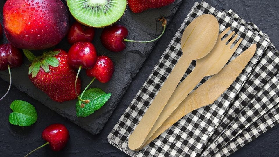 Wooden spoons, fork and knife