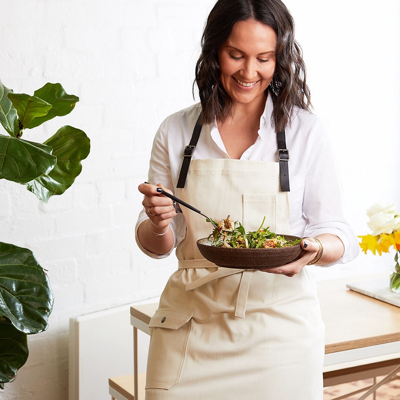 white chef apron