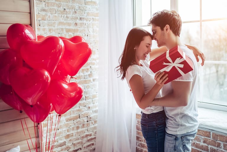 couple celebrating valentines day