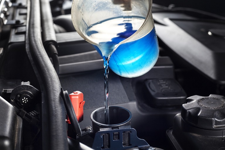 refilling the windshield washer system antifreeze
