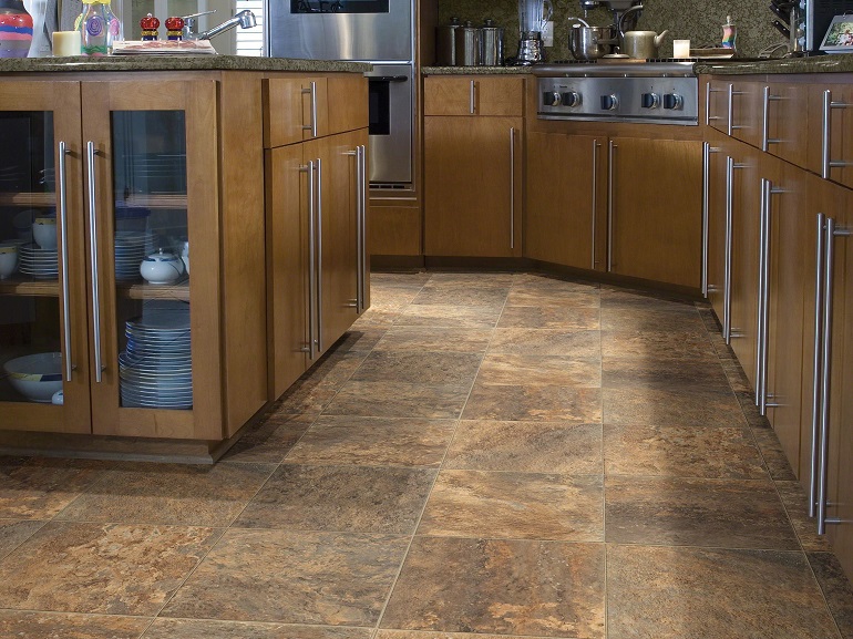 Close up of kitchen floor tiles