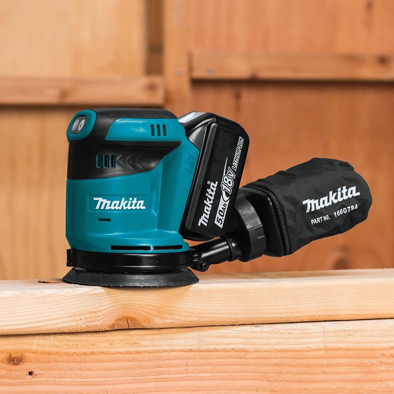 close up of makita cordless sander