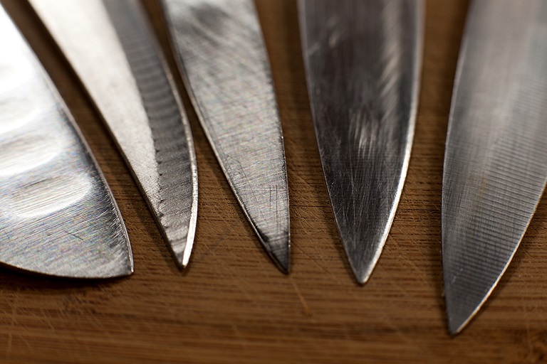 Carbon steel and stainless steel blades