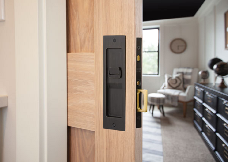 mortise sliding door lock close up