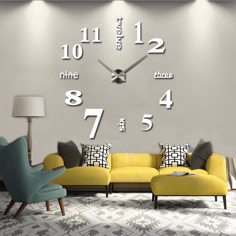 clock as decoration on the blank wall in the living room
