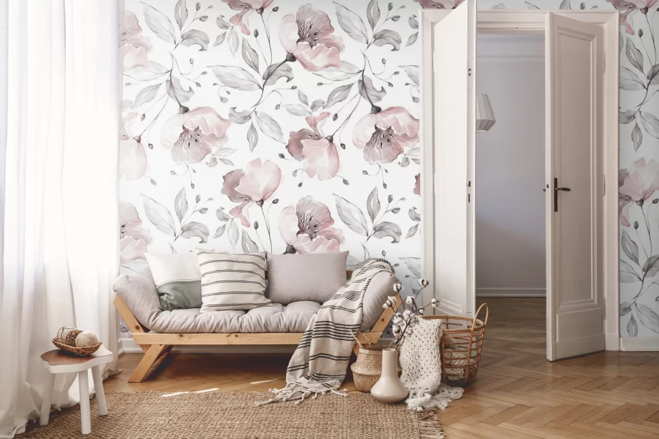 playful wallpaper with flowers 