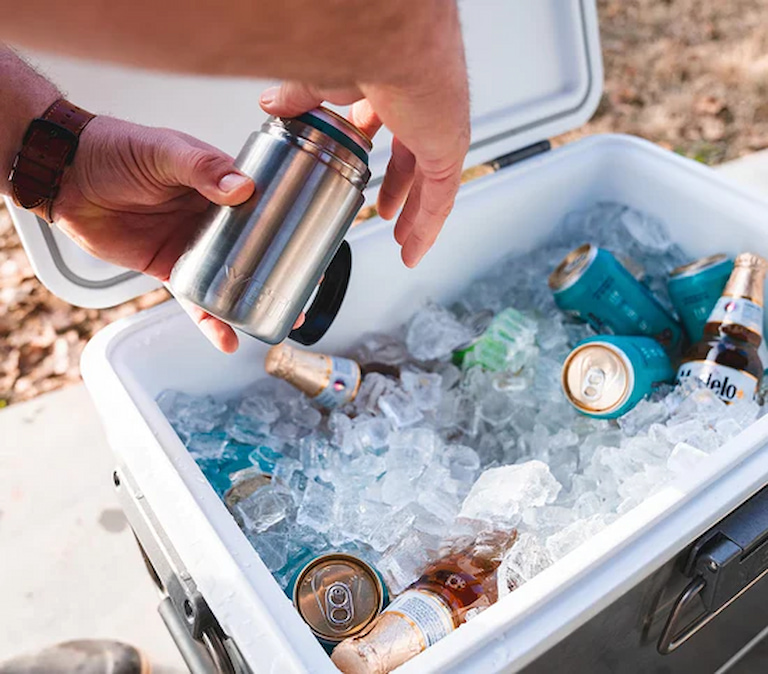 ice box filled with ice and drinks