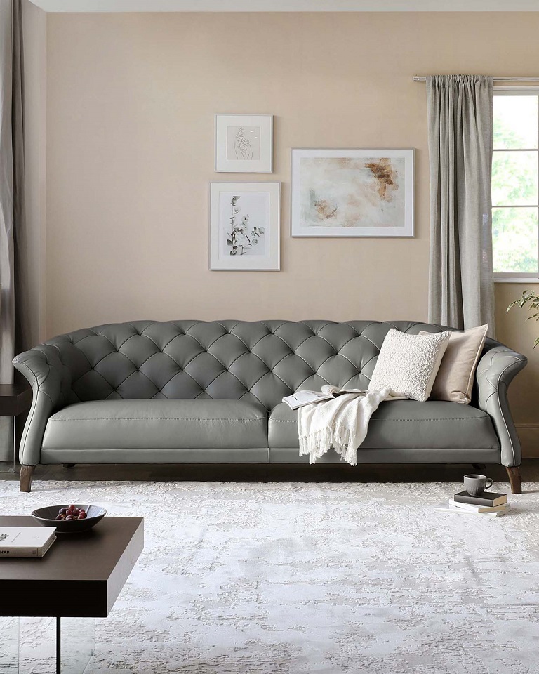 Grey leather sofa