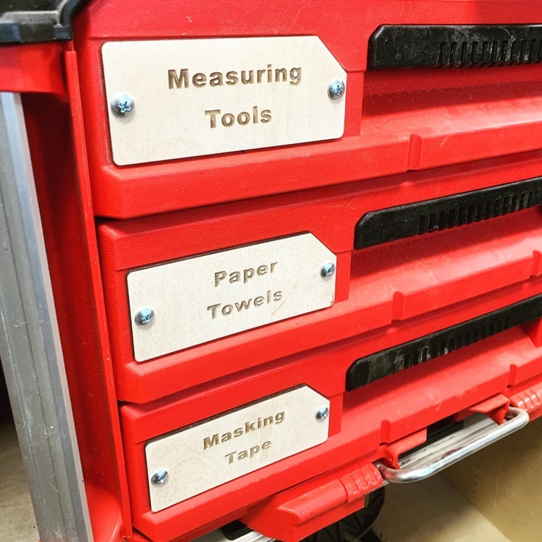 labelled tool boxes