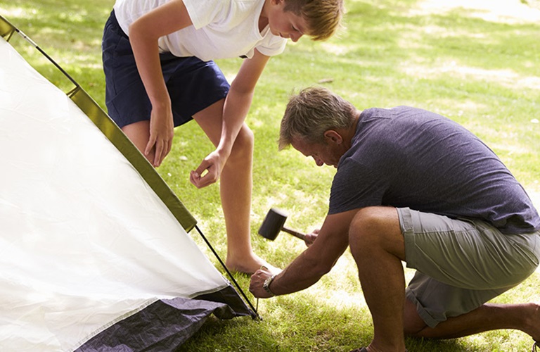 Securing a Tent with Hammer