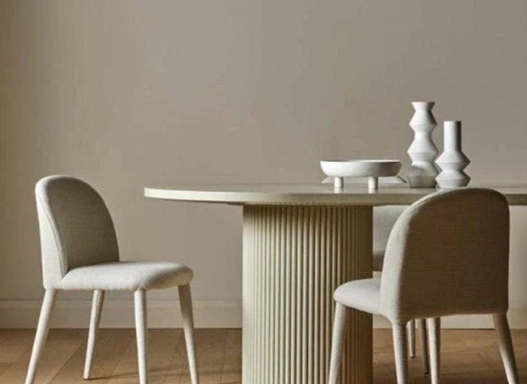 close up of modern oval table